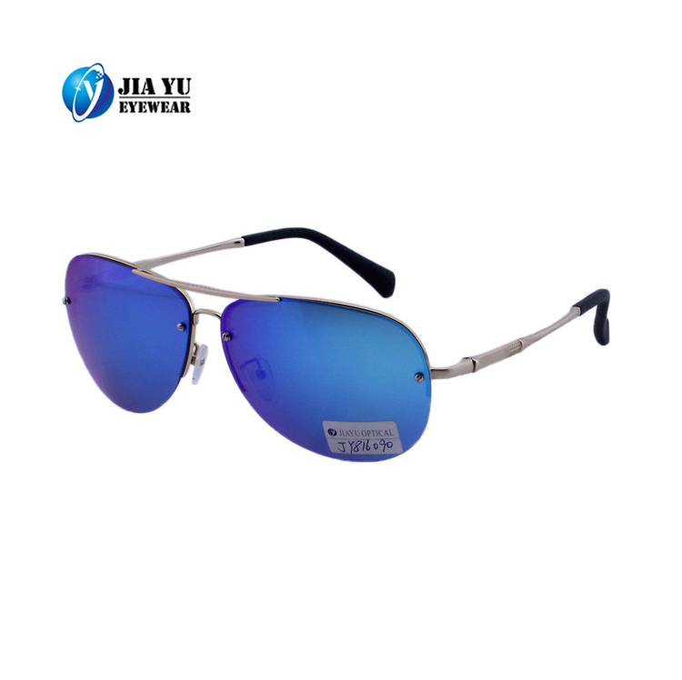 High Quality Fashion Double Bridge Mirrored Lenses Polarized Metal Sunglasses