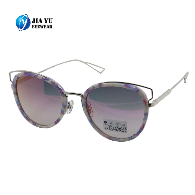 High Quality Mirror Lenses Polarized Cat Eye Womens Metal Sunglasses