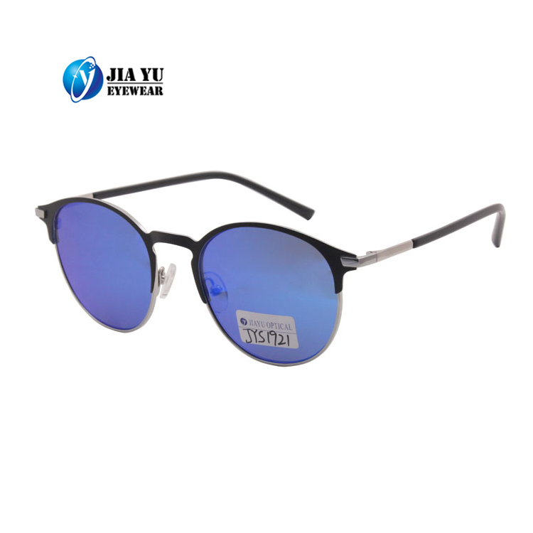 New Fashion Retro Round Mens Luxury Gradient Color Sun-Lens Metal Sport Sunglasses