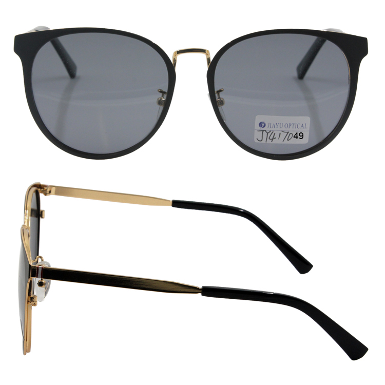 Newest Trending Fashion CE UV400 Black Round Metal Sunglasses