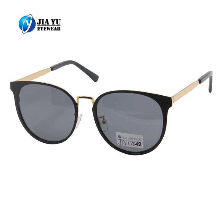 Newest Trending Fashion CE UV400 Black Round Metal Sunglasses
