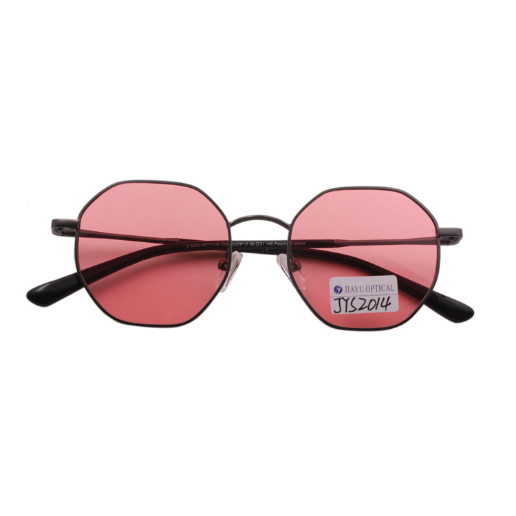 UV 400 Protection Polarized Light Diamond Metal Frame Sunglasses Pink