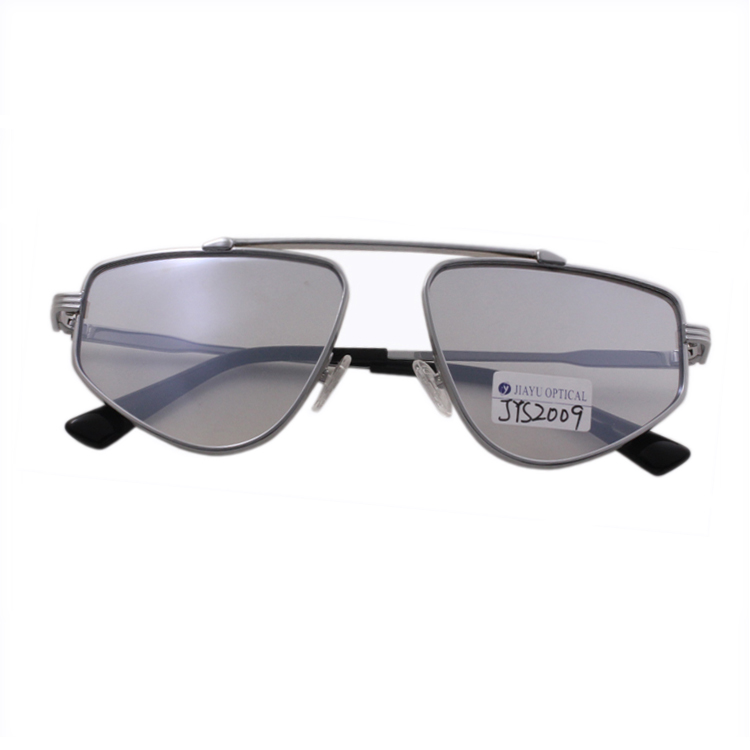 Unisex Silver Alloy Silver Mirror Lenses Fashion Metal Sunglasses