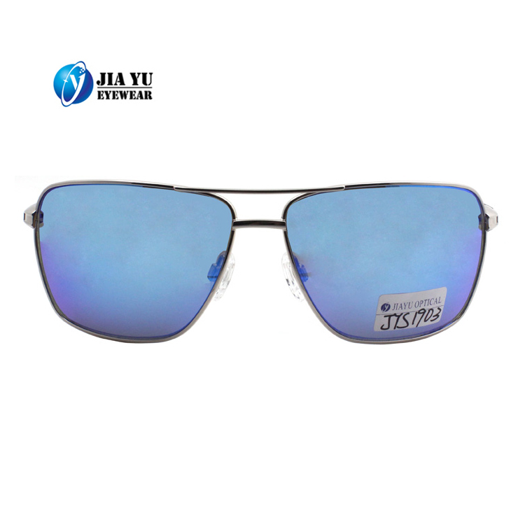 Wholesale Polarized Luxury Protection Double Bridge Metal Square Sunglasses for Men