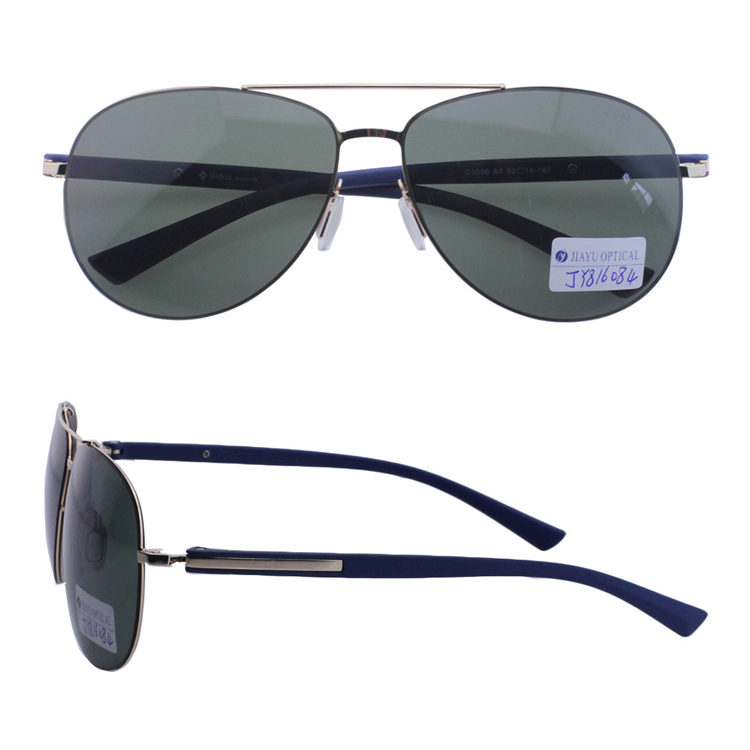 Xiamen Manufacture Custom Protection Double Bridge Pilot Brand Polarized Metal Sunglasses