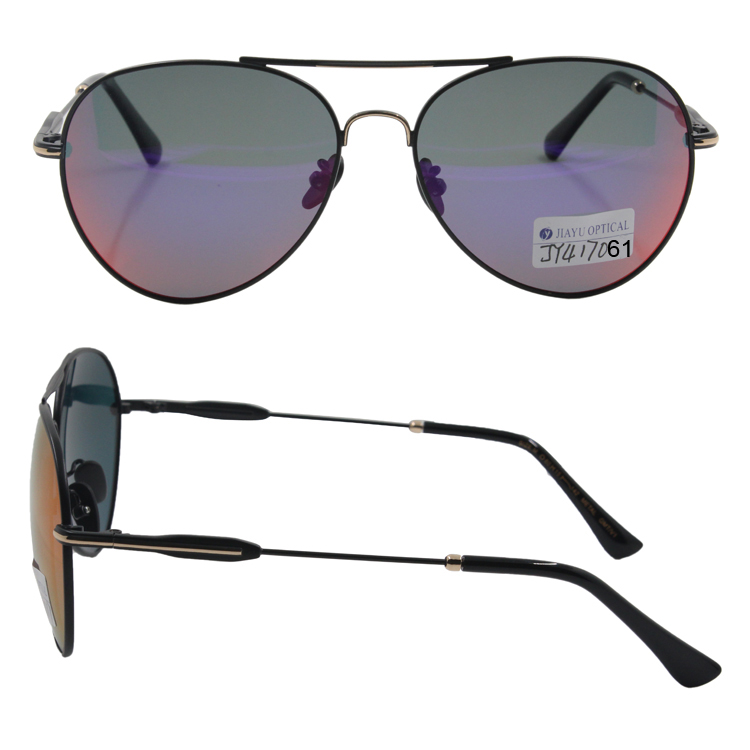 Xiamen Manufacture Fashion Mirror Lens Polarized  Double Bridge Metal Sunglasses