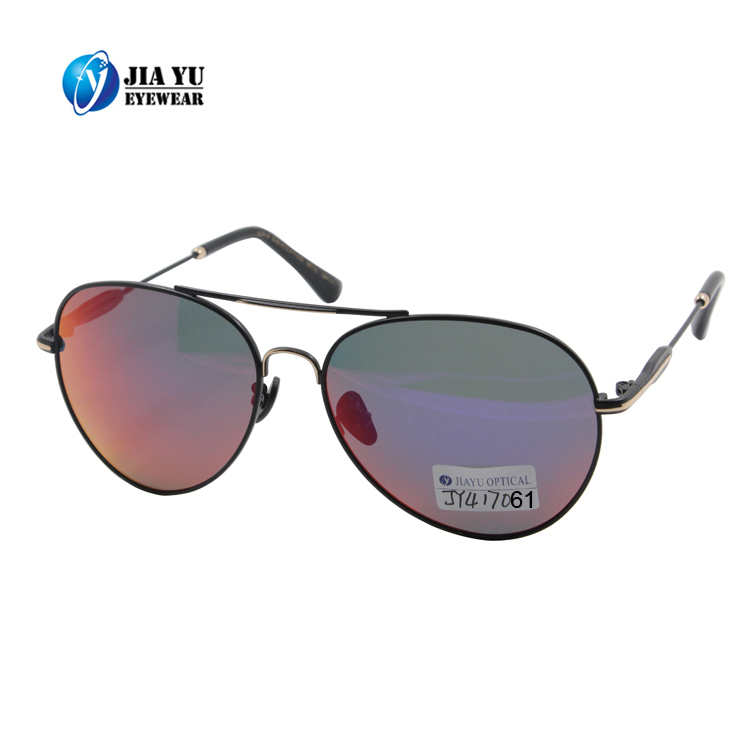 Xiamen Manufacture Fashion Mirror Lens Polarized  Double Bridge Metal Sunglasses