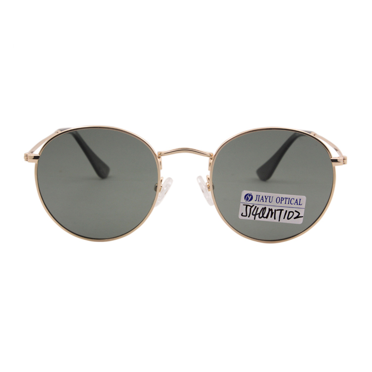 Custom Logo Metal Frame Men Sunglasses Round Shape