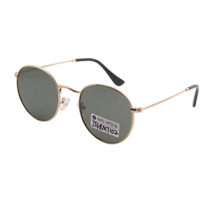 Custom Logo Metal Frame Men Sunglasses Round Shape