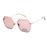 Hexagon Shaped Metal Sunglasses for Women, Pink, Stainless Metal