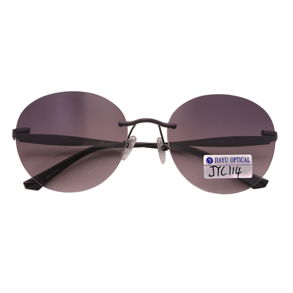 Round Frameless UV400 Polarized Women Metal Sunglasses