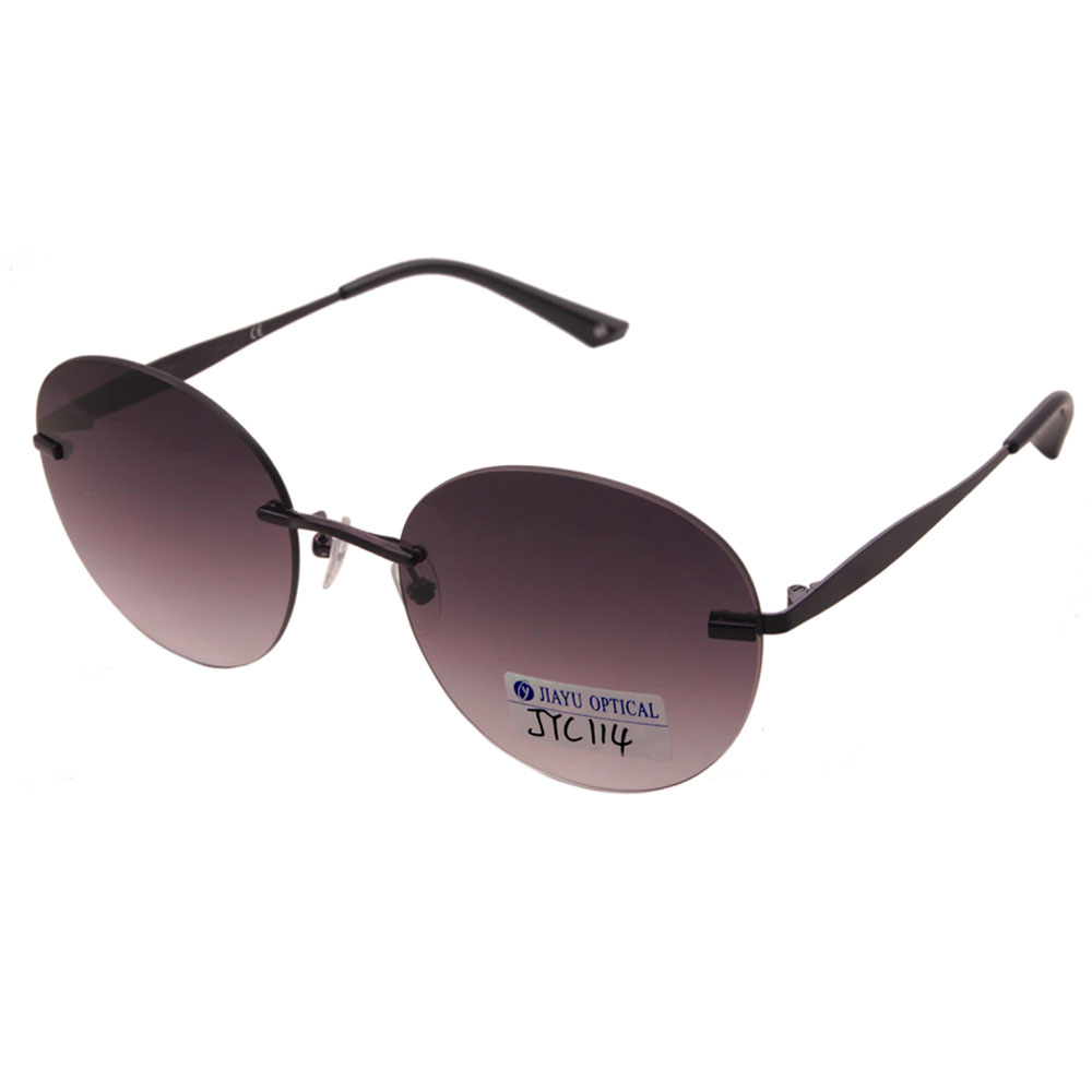 Round Frameless UV400 Polarized Women Metal Sunglasses