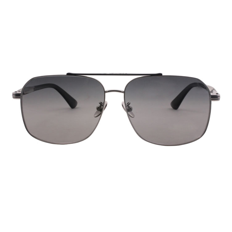 Square Polarized Protection Double Bridge Metal Sunglasses