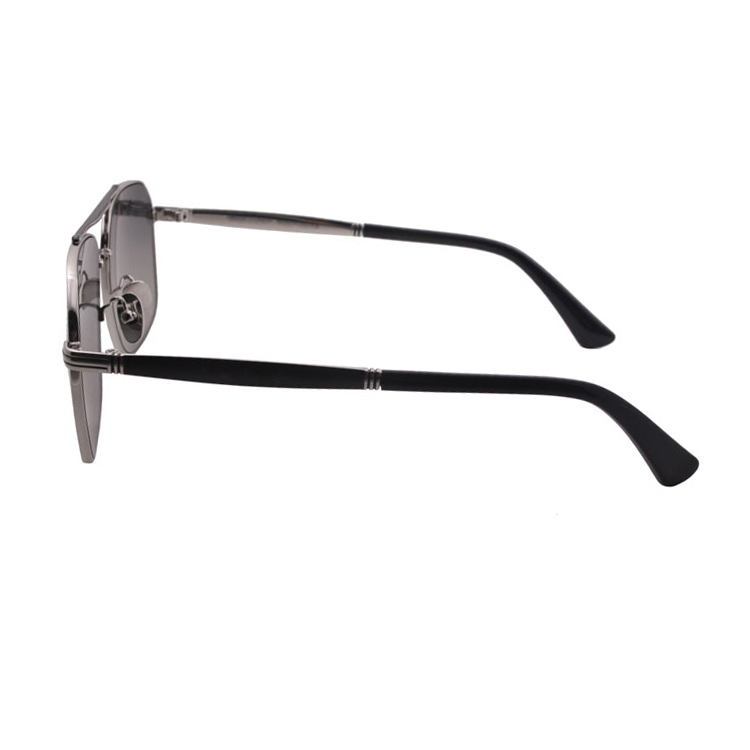 Square Polarized Protection Double Bridge Metal Sunglasses