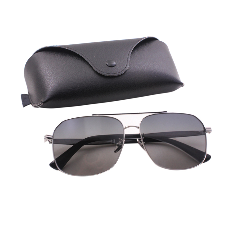 Square Protection Double Bridge Metal Sunglasses