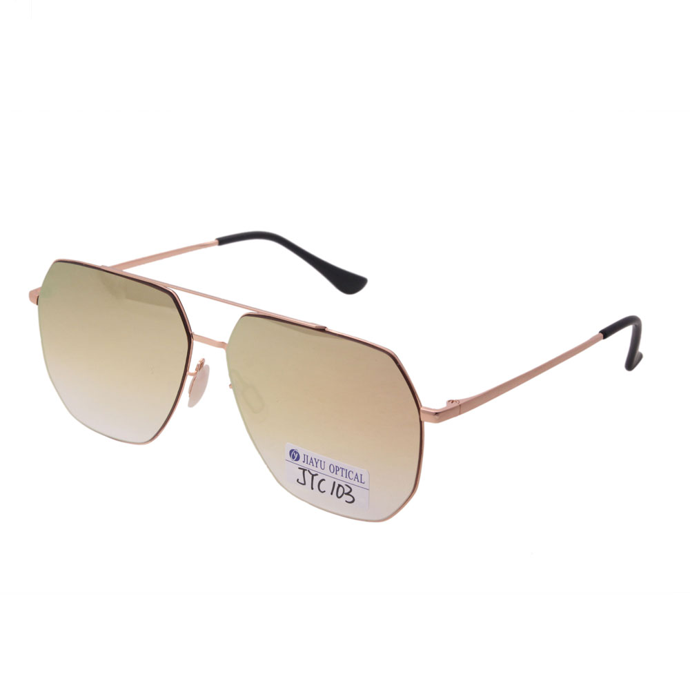 Women Fashion Protection Double Bridge Metal Sunglasses