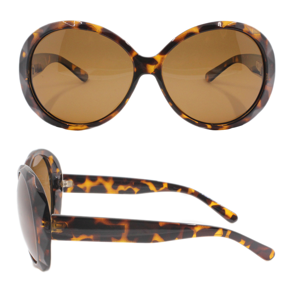 China Fashion Brown Demi  Round Plastic Oversized Retro Sunglasses