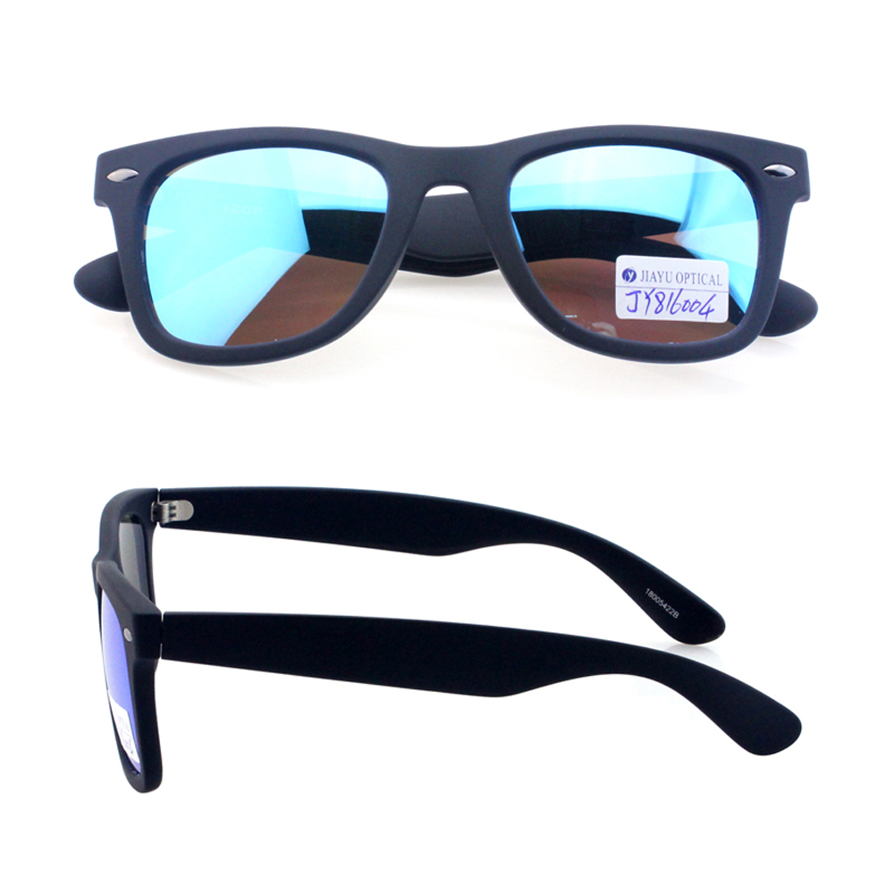 Five Barrel Hinge Blue Mirrored Lens Custom Brand Sunglasses