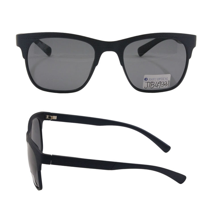 High Quality Fashion Black Wood Alike Plastic Polarized Sunglasses Mens