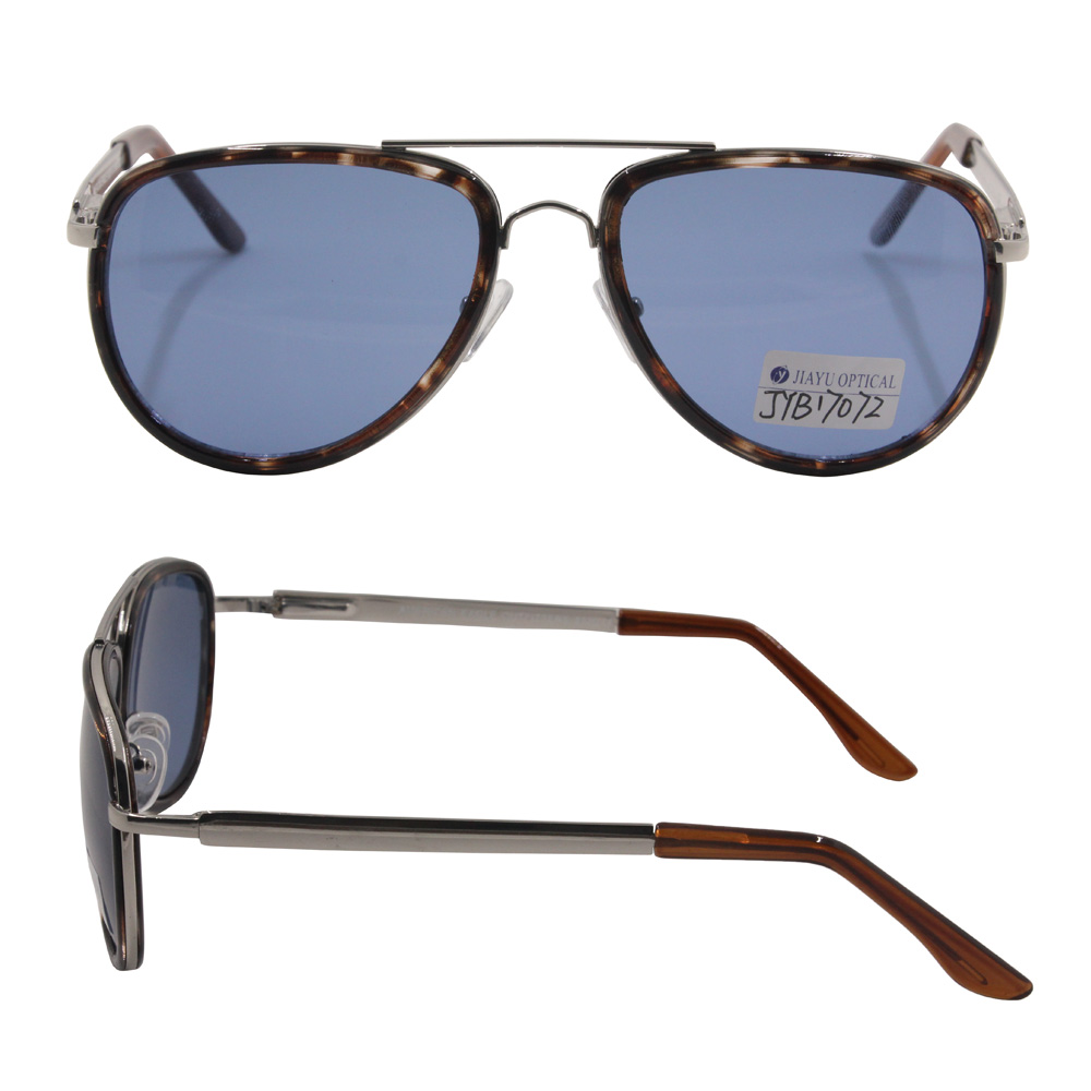 High Quality Round Fashion Metal Double Bridge Mirrored Plastic Polarized Sunglasses