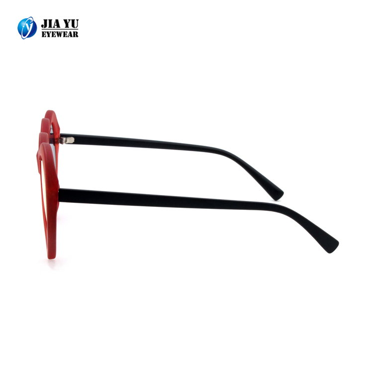 High Quality Wholesale Custom Design Women Red Mirror Lens Plastic Heart Sunglasses