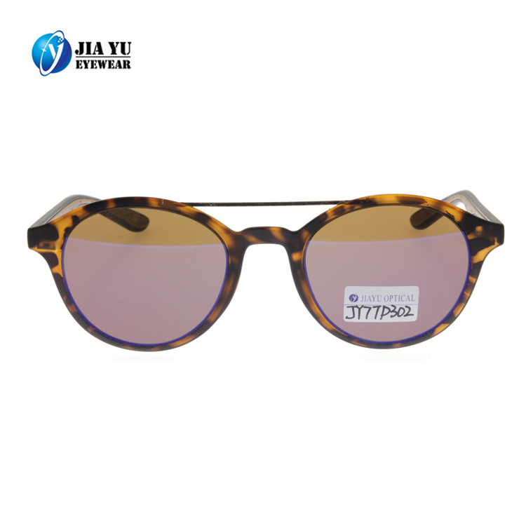 Latest Design Double Bridge Metal Cat3 UV400 Round Frame Plastic Lentes Sunglasses