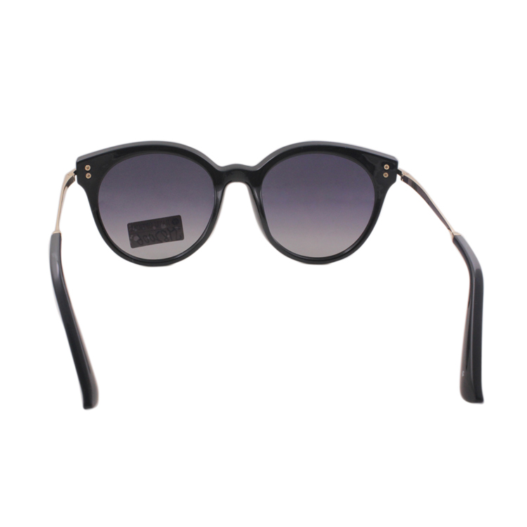 New Designer Custom Logo Retro Fashion Black Glasses Metal Temples UV400 Polarized Sunglasses
