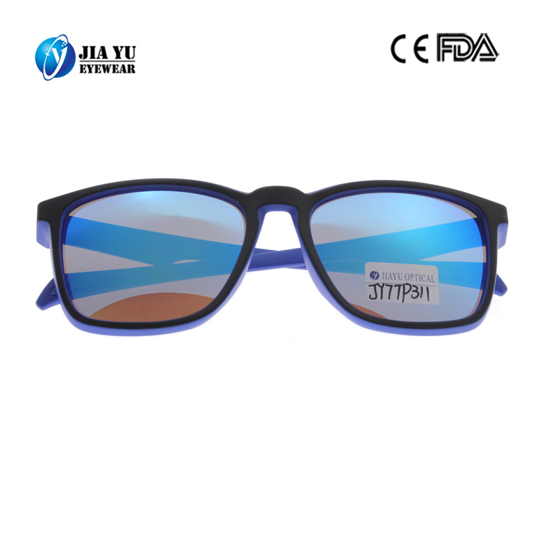 New Fashion Design Squared Blue Mirror Glasses Polarized Sunglasses Unisex