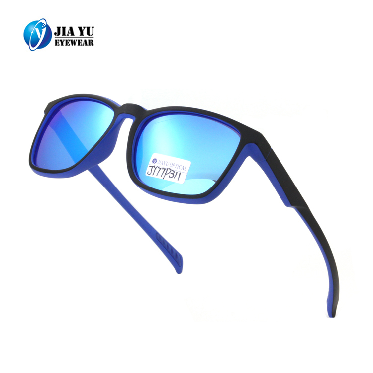 New Fashion Design Squared Blue Mirror Glasses Polarized Sunglasses Unisex