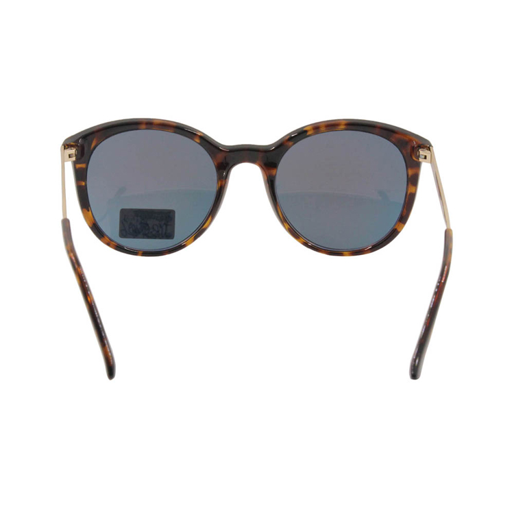 Newest Trending Fashion Brown Demi Mirrored Metal Temples Plastic Sunglasses
