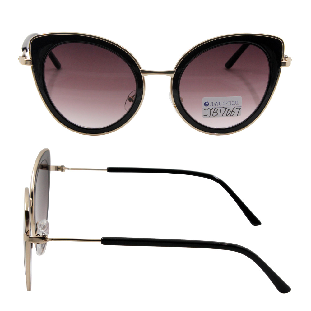 Newest Trending Fashion Mirror with Metal Temples Women Cat Eye Sunglasses