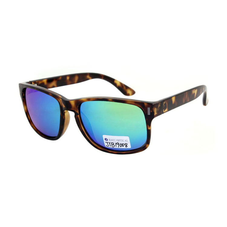 Polycarbonate Frame Customized Your Logo Blue Shinny Mirror Mens Eyewear Sunglasses