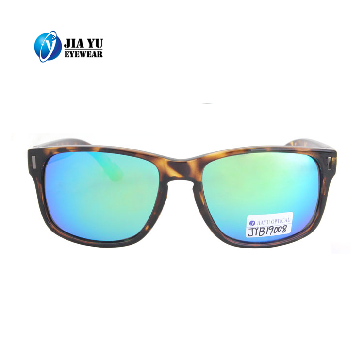 Polycarbonate Frame Customized Your Logo Blue Shinny Mirror Mens Eyewear Sunglasses