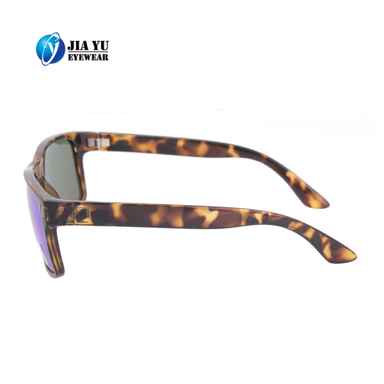 Polycarbonate Frame Customized Your Logo Blue Shinny Mirror Mens Eyewear Sunglasses