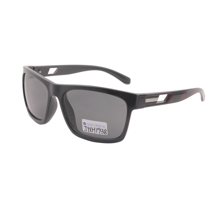 UV400 Protection OEM Rectangular Shape Big Size Unisex Plastic Sunglasses with Metal Decoration