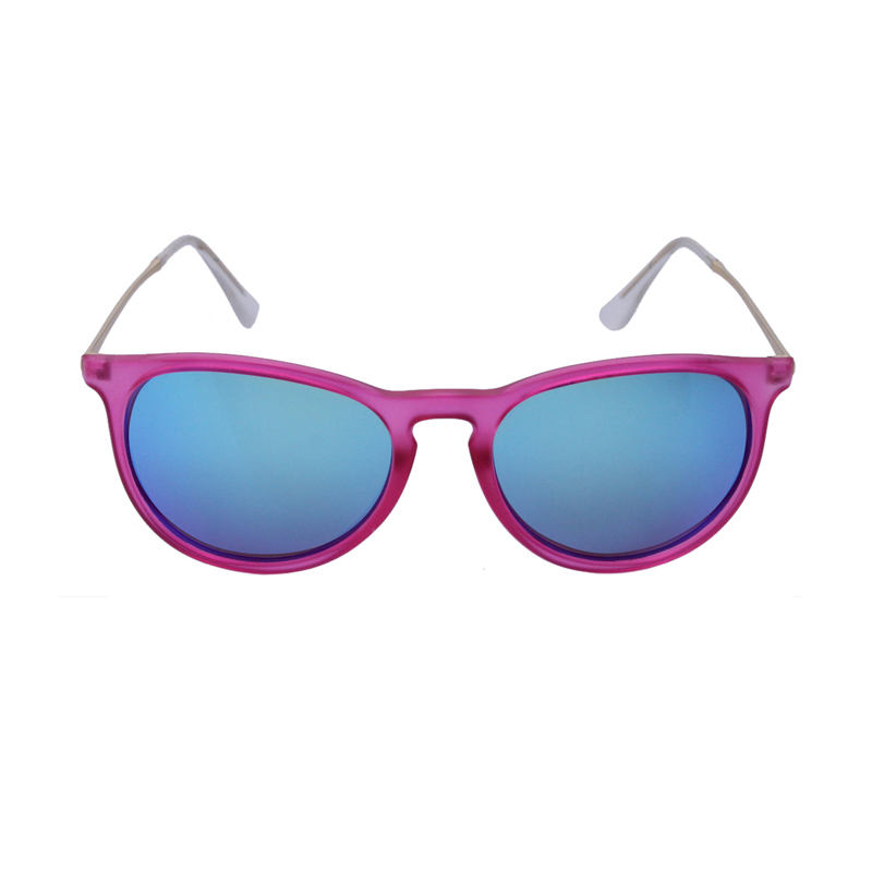 Wholesale Name Brand Round Metal Temples Pink Plastic Sunglasses