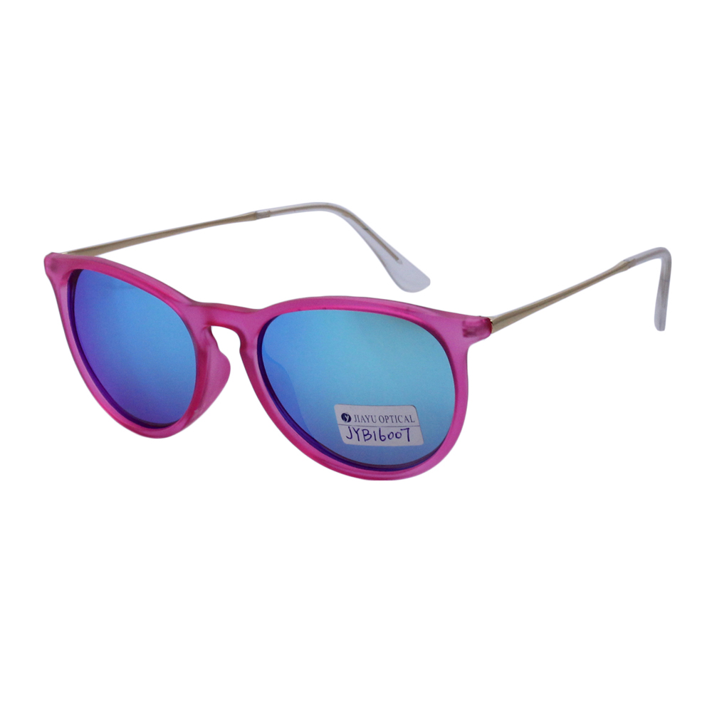 Wholesale Name Brand Round Metal Temples Pink Plastic Sunglasses