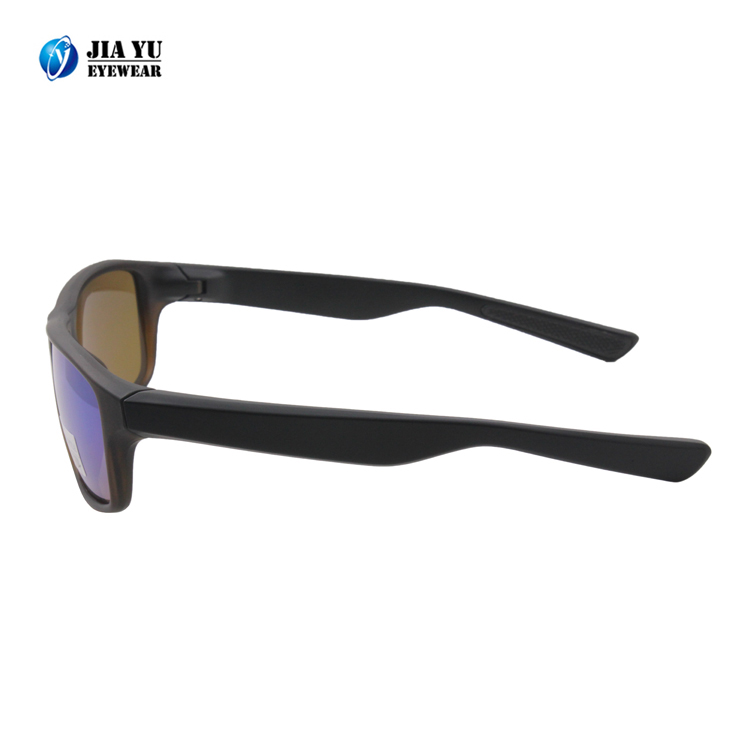 Xiamen Manufacture Fashionable Mirror Lens Rubber Pads Black Square Sunglasses