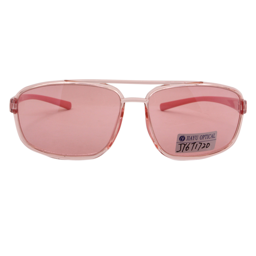 Pink Transparent Frame Double Bridge Women Fashion Sunglasses