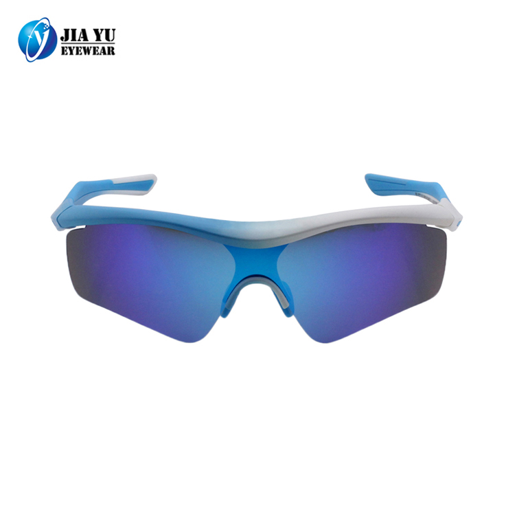 Custom Brand One Piece Lenses Blue Mirrored Coating UV400 Polarized Cycling Bike Sports Okay Sunglasses