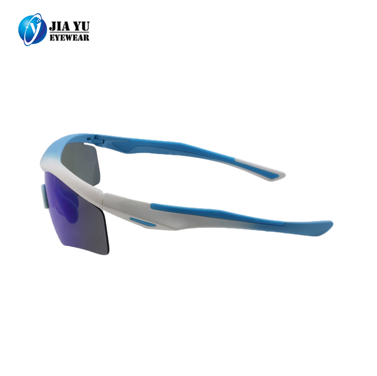 Custom Brand One Piece Lenses Blue Mirrored Coating UV400 Polarized Cycling Bike Sports Okay Sunglasses