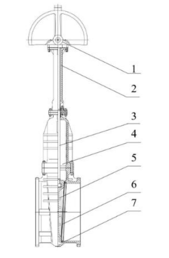 Schematic of the structure of a large-diameter wedge gate valve