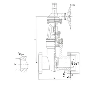 Diagram of Carbon Steel Bevel Gear Gate Valve