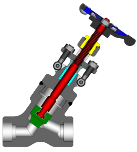 ASTM A105 Y Pattern Globe Valve, DN8-DN50, Welded Bonnet