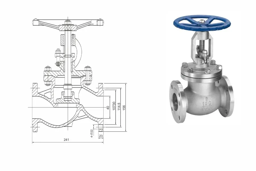 Drawing for Angle Globe Valve