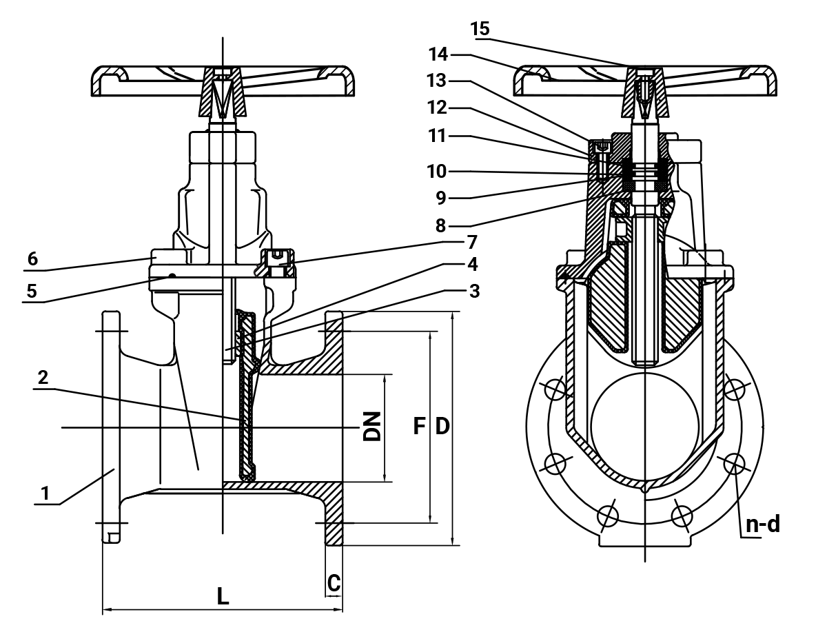 Drawing for Ductile Iron Gate Valve