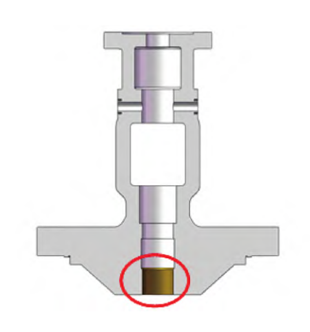 Hardened contact area between the valve cover and stem