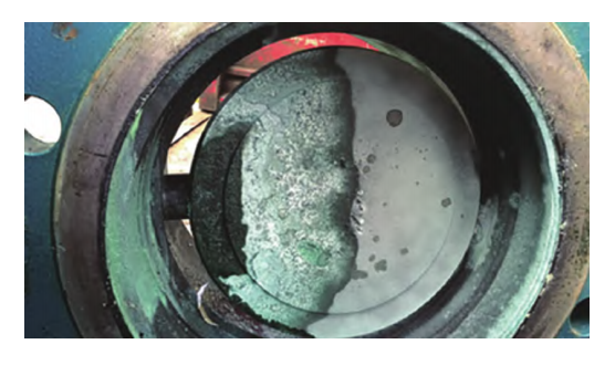 Macroscopic appearance of corrosion products on the surface of an acid-resistant butterfly valve Macroscopic appearance of corrosion products on the surface of an acid-resistant butterfly valve