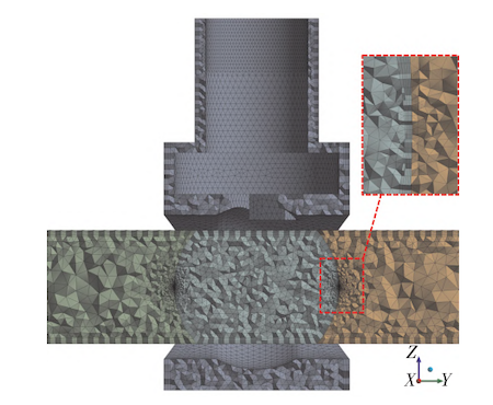 The block-structured fluid domain and mesh segmentation