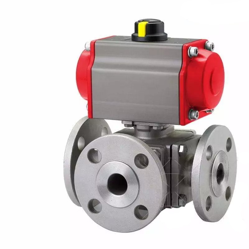 3 Way Floating Ball Valve, ASTM A351 CF8, 4 Inch, 150 LB, RF